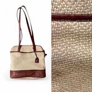 Rare Vintage Etienne Aigner Straw & Leather Structured Satchel